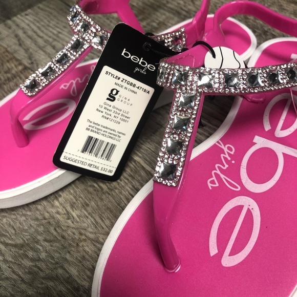 Bebe girls rhinestone pink sandals bling Nwt shoes - Picture 2 of 6